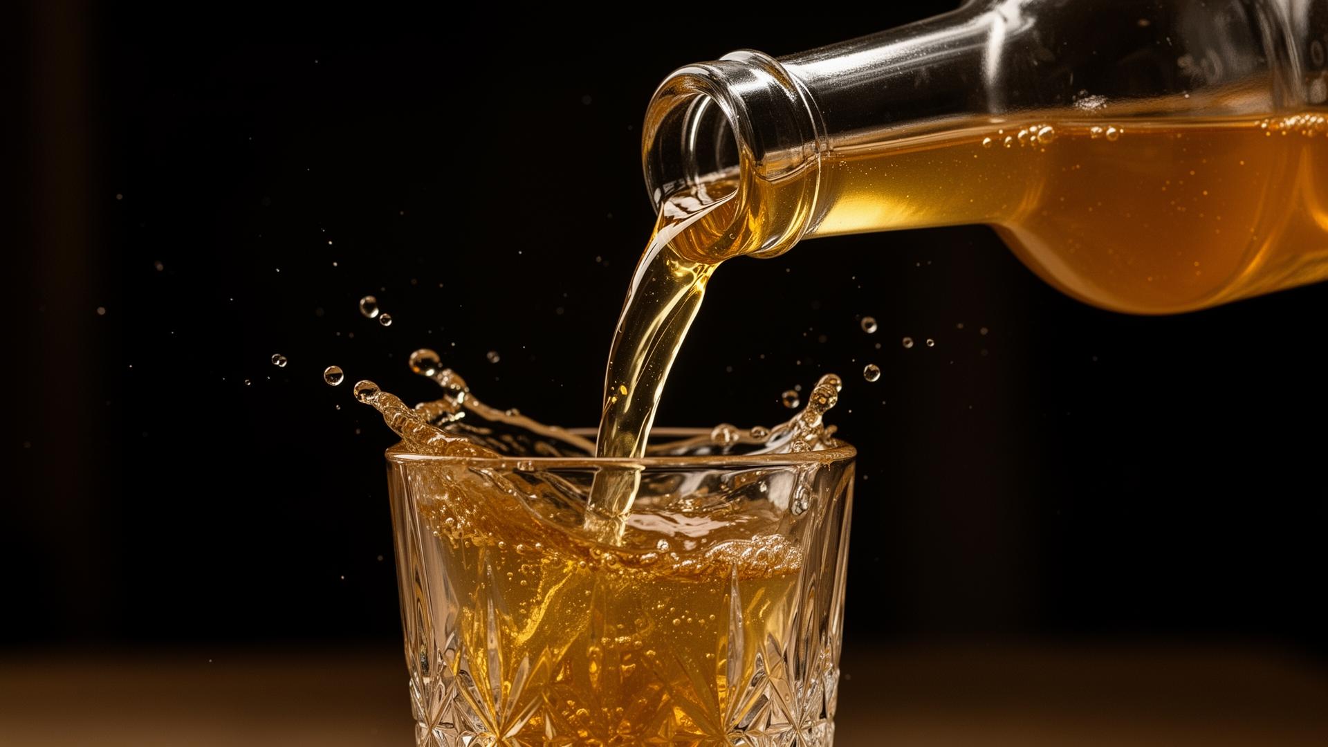 Golden Jun kombucha being poured